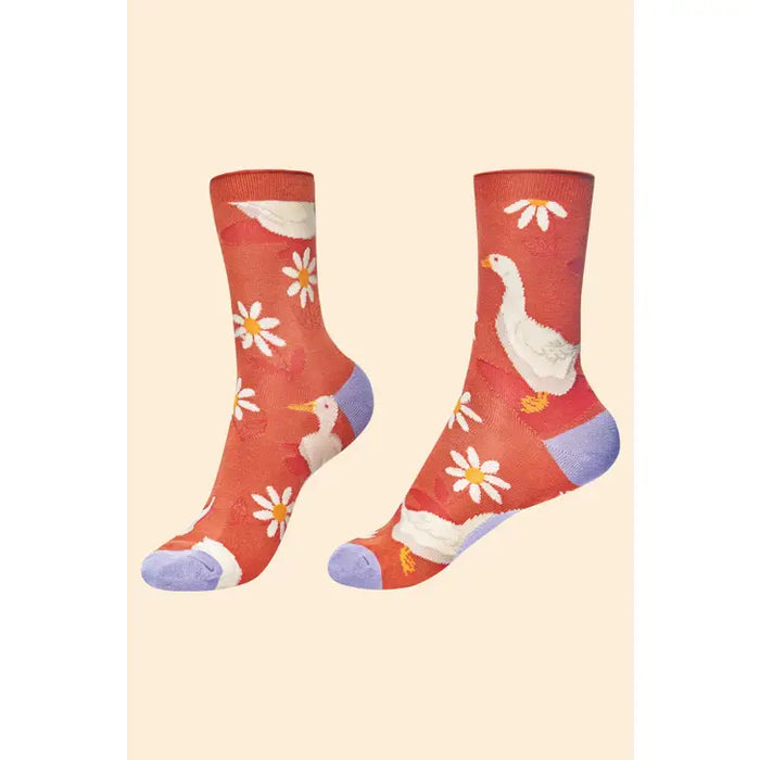 DAISY DUCKS ANKLE SOCKS-TANGERINE-POWDER