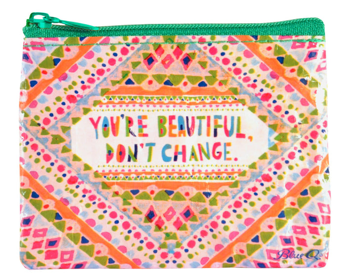 YOU'RE BEAUTIFUL DON'T CHANGE COIN PURSE - BLUE Q