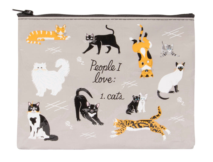 PEOPLE I LOVE: CATS ZIPPER POUCH - BLUE Q