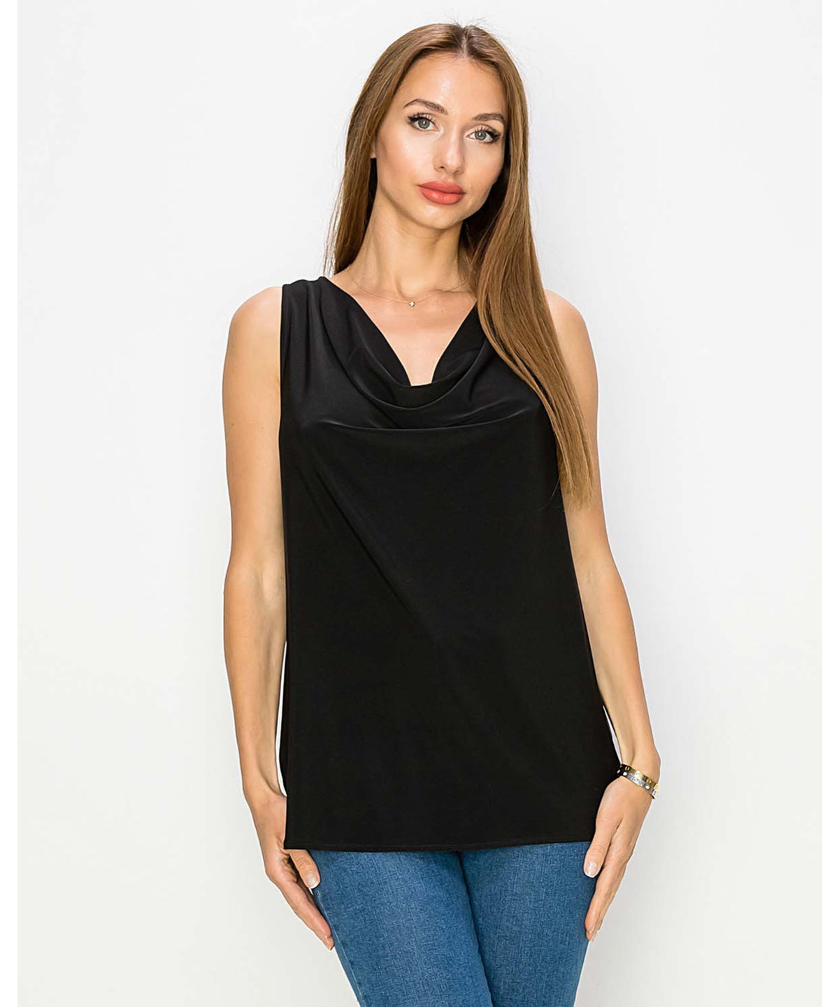 SATIN COWL TANK -BLACK- LAST TANGO