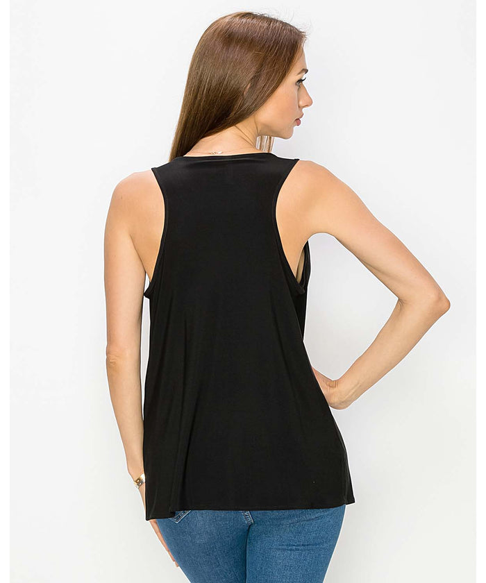 SATIN COWL TANK -BLACK- LAST TANGO