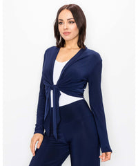 CROP TIE FRONT JACKET-NAVY-LAST TANGO