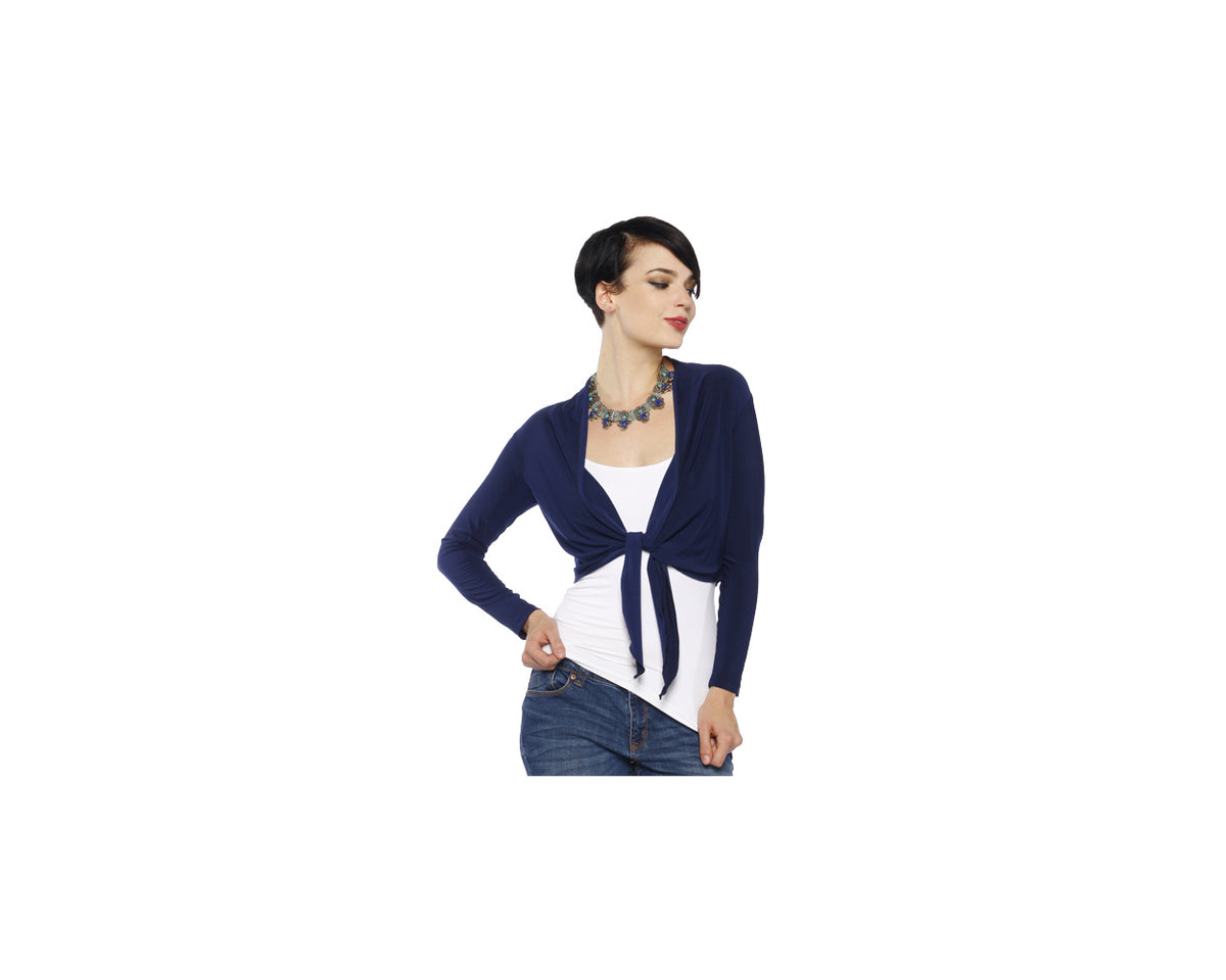 CROP TIE FRONT JACKET-NAVY-LAST TANGO