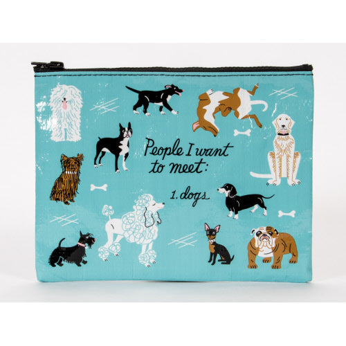 PEOPLE TO MEET: DOGS ZIPPER POUCH - BLUE Q