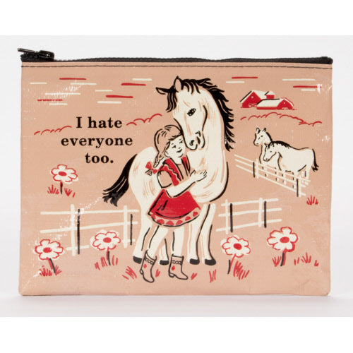 I HATE EVERYONE TOO ZIPPER POUCH - BLUE Q