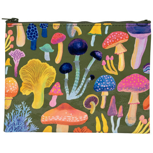 MUSHROOMS ZIPPER POUCH - BLUE Q