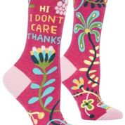 HI. I DON'T CARE WOMENS' CREW SOCKS - BLUE Q